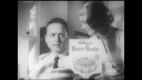 White mid-30's Male LIES about his bowling score in 60's Kellogg's Bran Buds commercial!!!