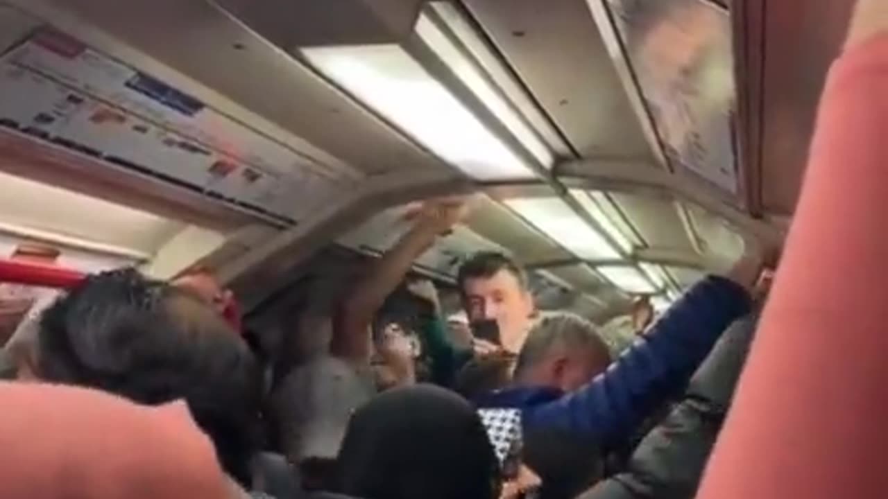 London Tube Driver leads chants including "Fromthe river to the sea" and "Free Palestine"