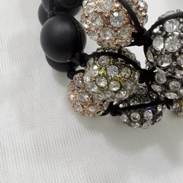 Handmade Unique 8”~11” Adjustable Bracelet with Shamballa Crystals, Agate