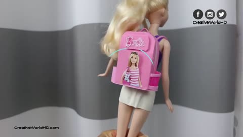 How to make mini barbie backpack school barbie