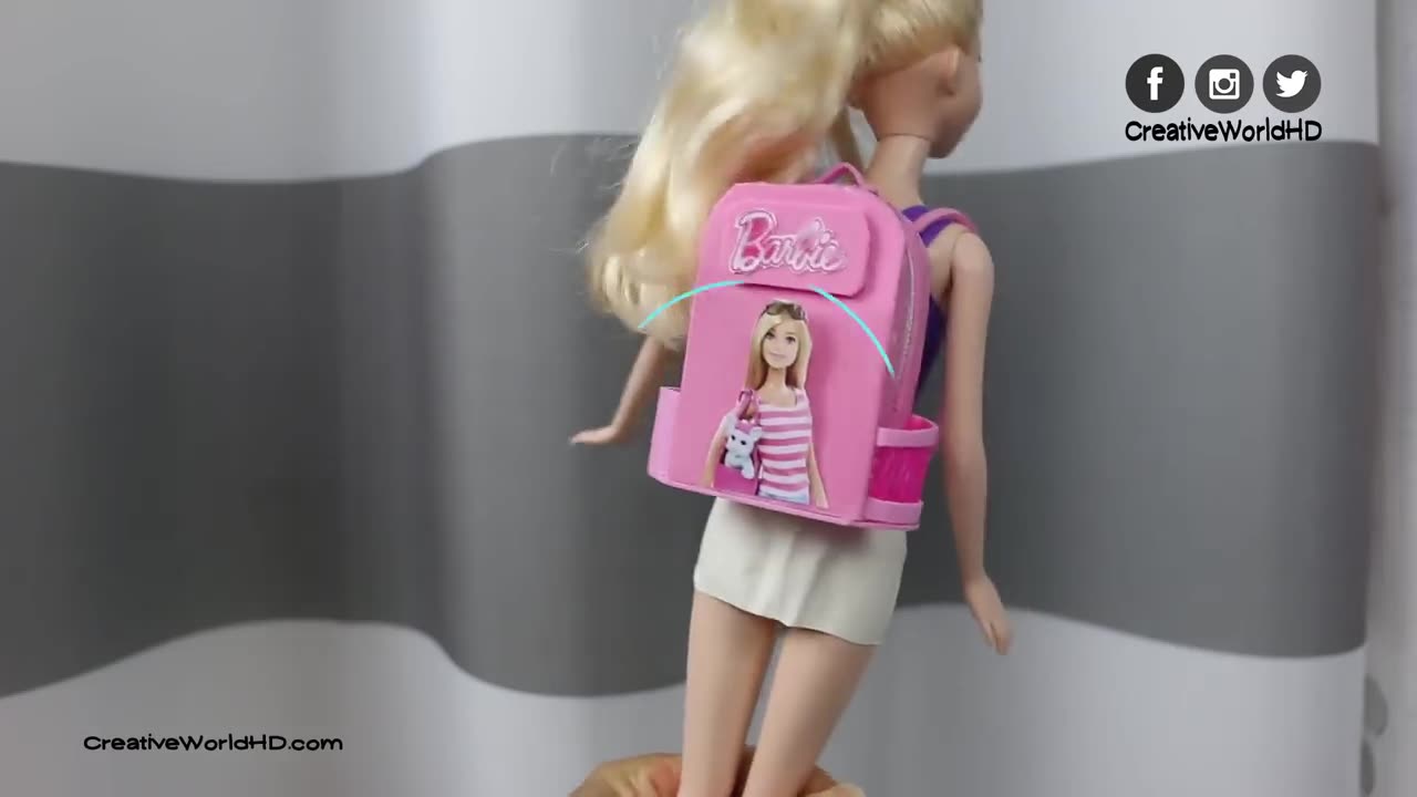 How to make mini barbie backpack school barbie