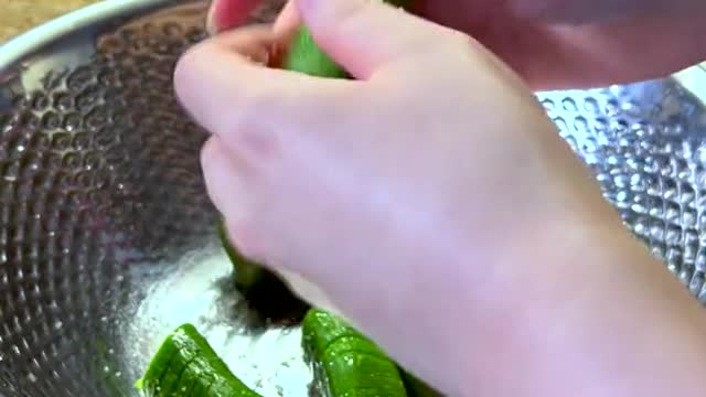 Asian cucumber salad 🥒 I hate cucumbers but for some reason I like this! still crazy to me