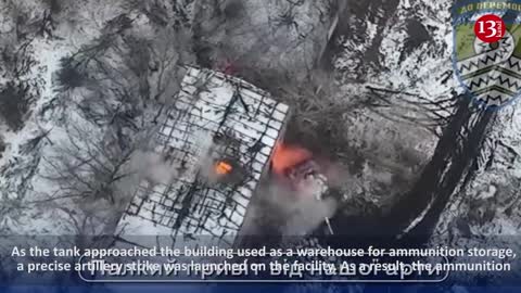 Drone follows till last minute Russian tank seeking to hide in warehouse -this’s what it did to tank