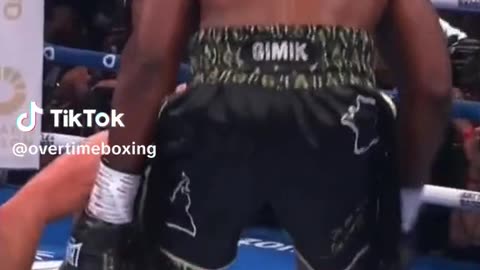 Tyson Fury knocked down.