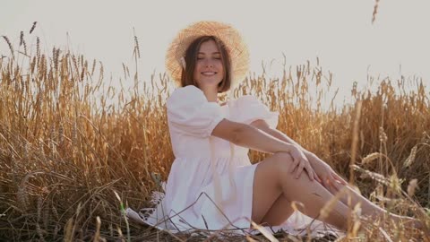 Three Beautiful Model Women In Wheat Fields