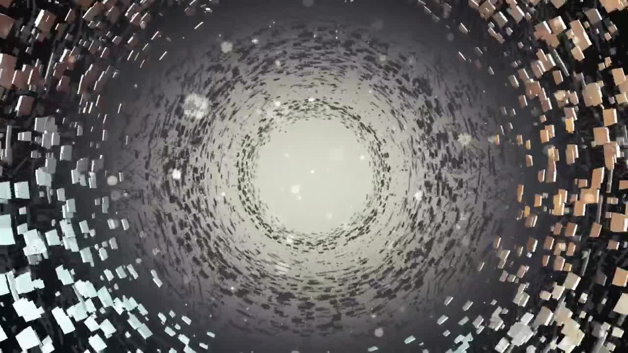 Rotating tunnel with space junk