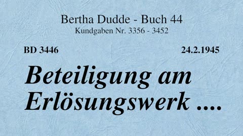 BD 3446 - BETEILIGUNG AM ERLÖSUNGSWERK ....