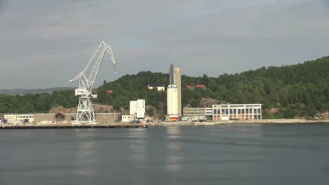 Norway Kristiansand crane and storage tanks