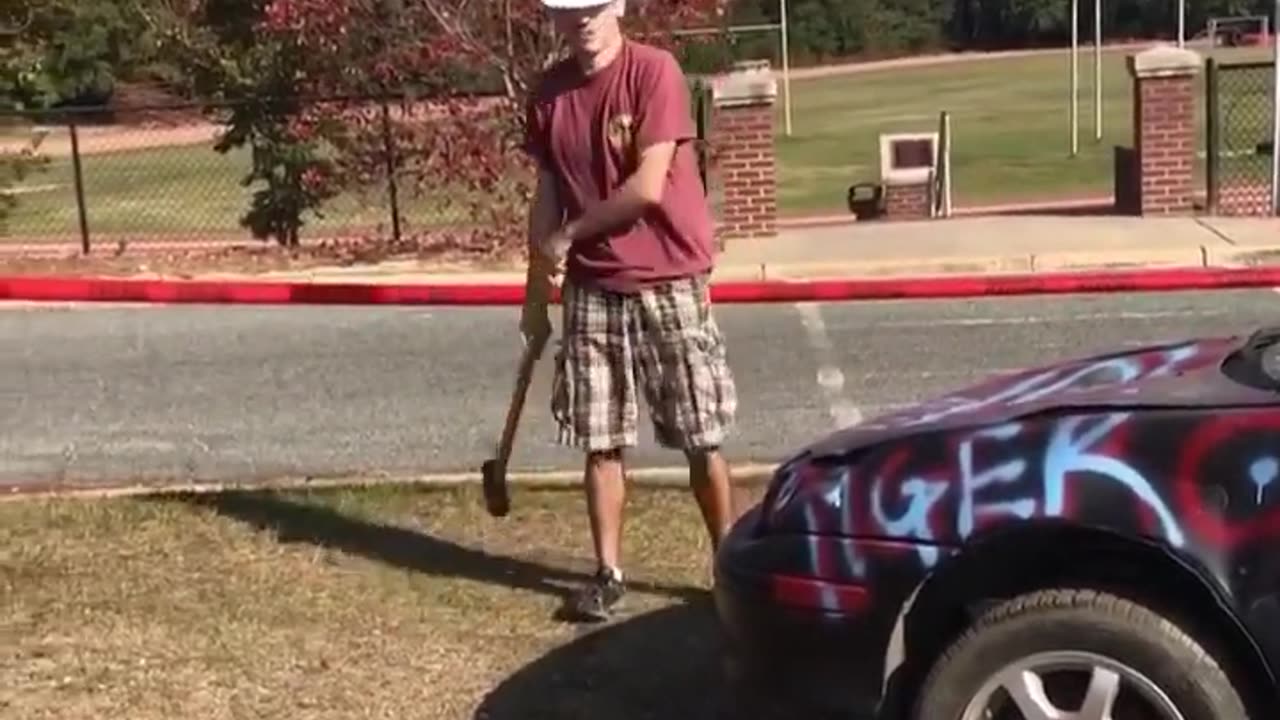 Charlie destroying a Car!