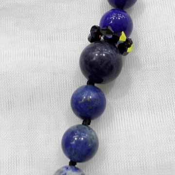 Handmade + Knotting Unique 20” Statement Necklace with 925 Silver, Lapis, Jade