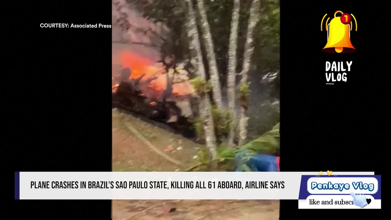 Airline reports that a plane crash in Brazil's São Paulo state, Killing 61 aboard