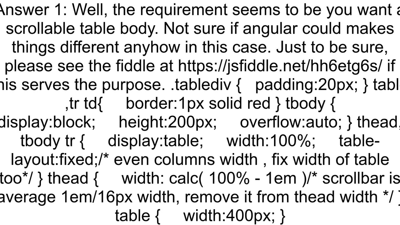 fixed header and scrollable body in table in html angular