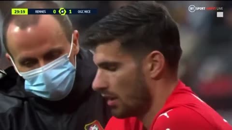 French Ligue 1 football player Martin Terrier had to leave...