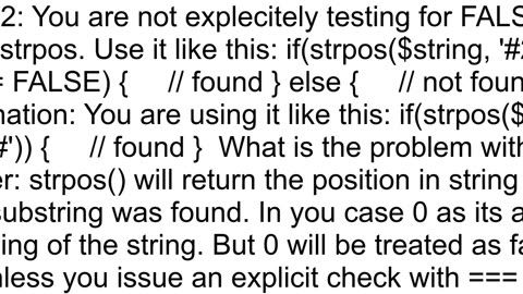 Checking for a truthy return value from strpos fails to find match at start of string