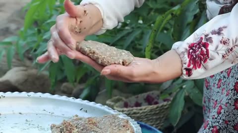 Cook walnut rice "Shami" in the heart of nature!