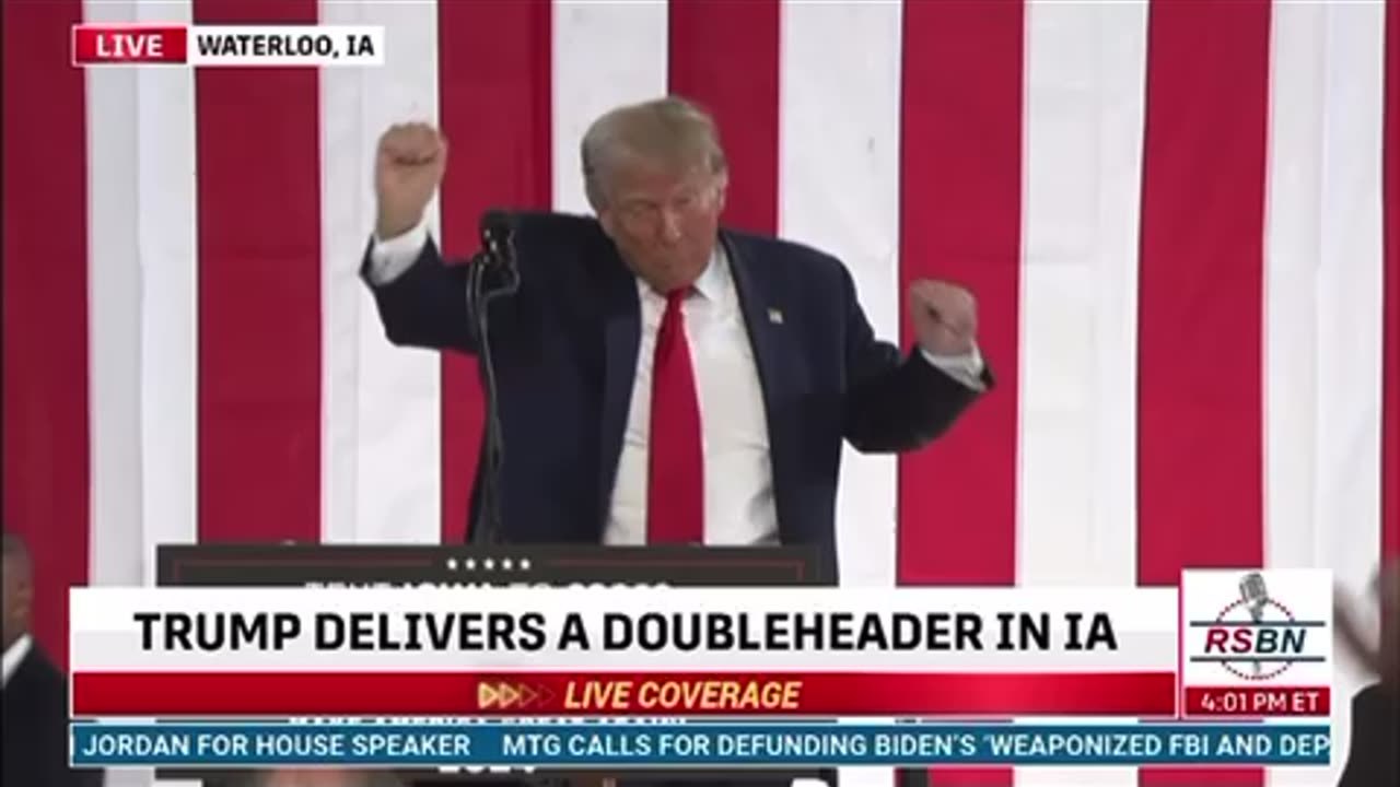 10/07/23 Trump dancing IA first speech today