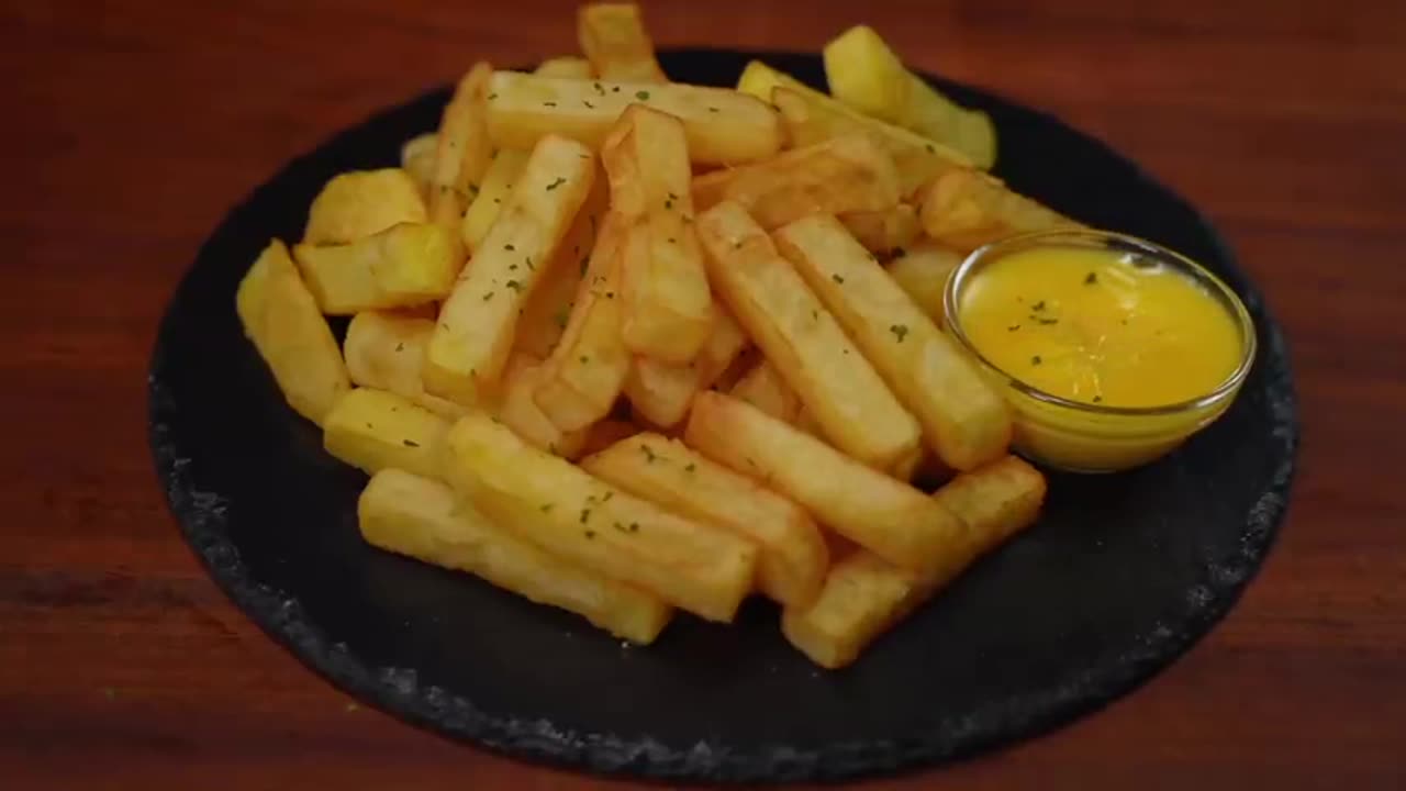 Crispy French Fries At Home With Cheese Sauce