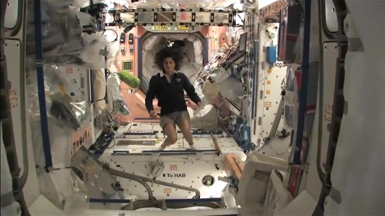 nasa video ISS tour kitchen bedroom and the washroom