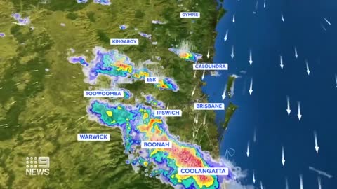 Severe thunderstorm warnings in place across Queensland | 9 News Australia