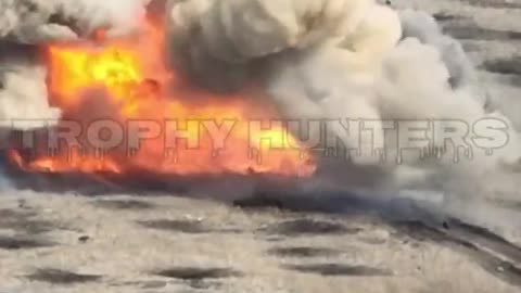 Russian Tank Engulfed in Flames and Detonates