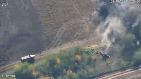 Destruction of the Russian 152 mm howitzer