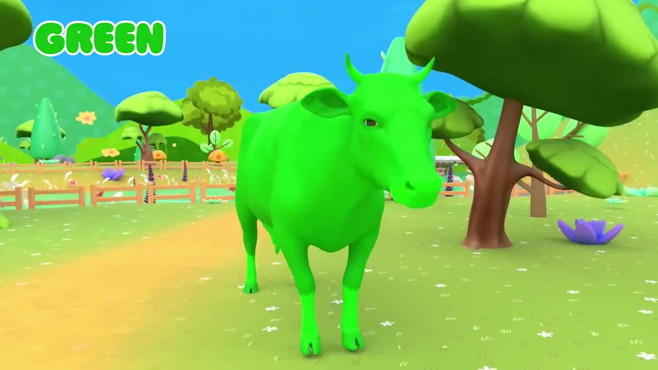 Boo kids play with colorful cows on the farm Educational video and kids cartoon