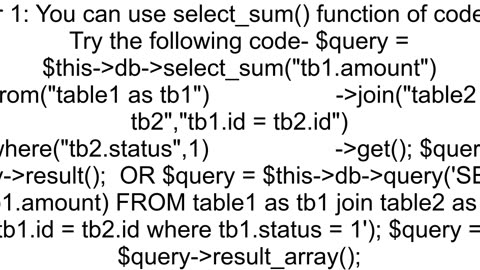 how to get sum of a column with codeigniter query