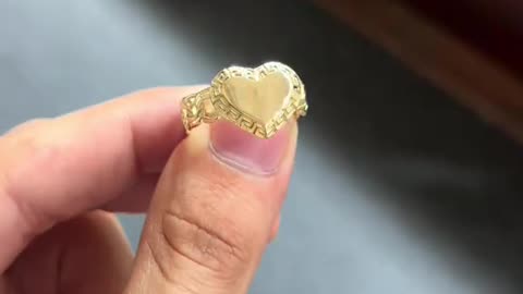 Real Gold Chino Link Heart Ladies Rings