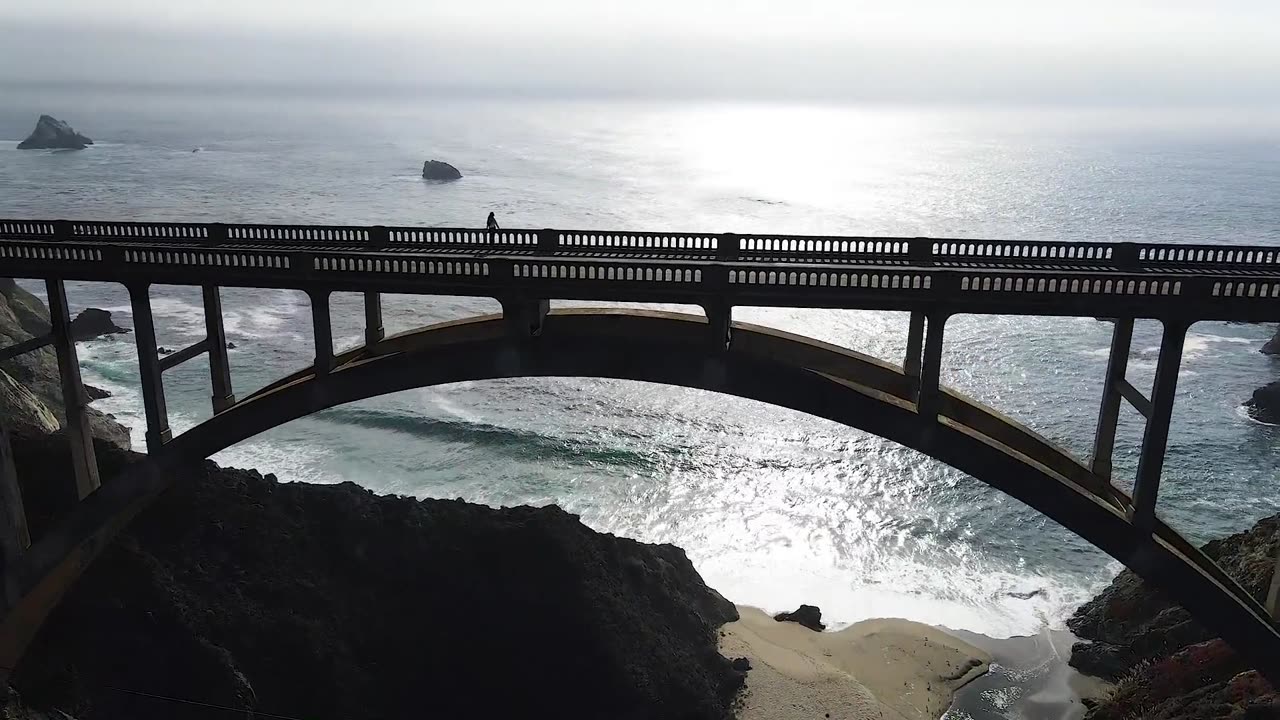 4th short-Aerial view of stunning bridge.