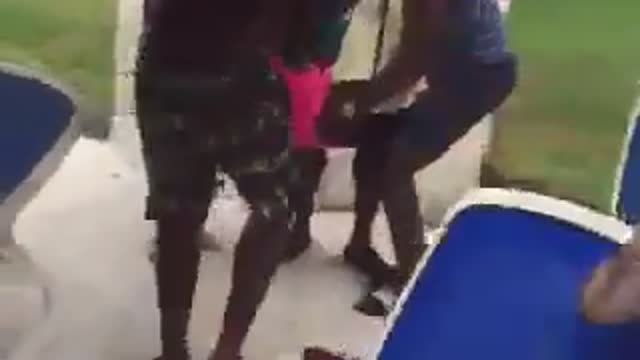 Woman gets tossed into the pool