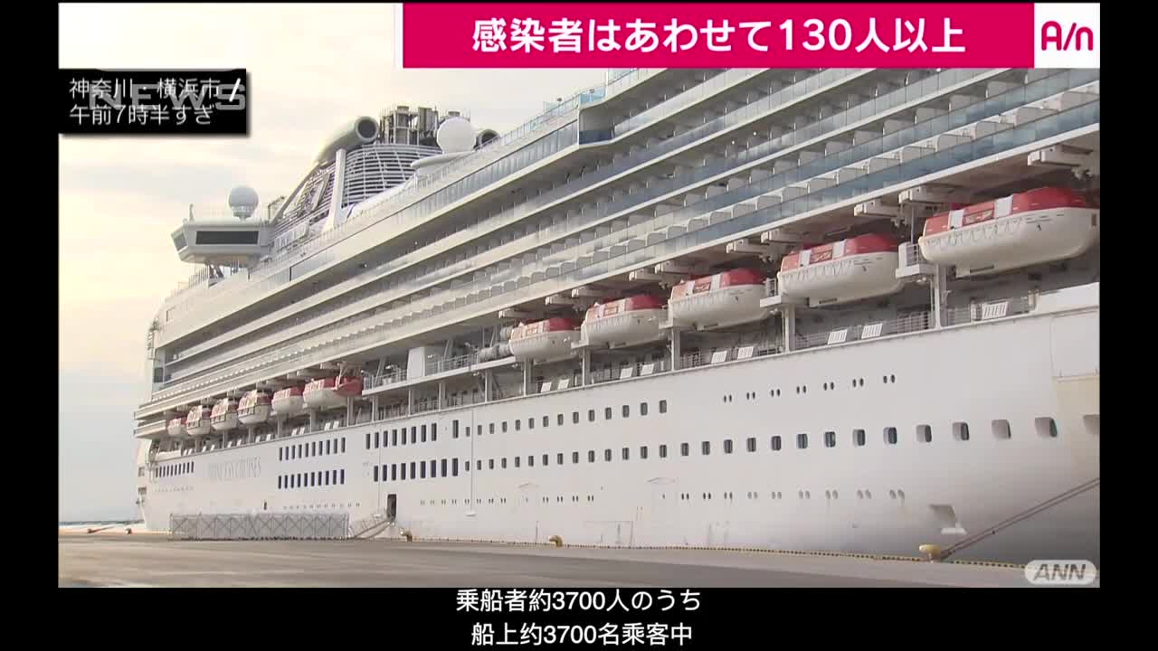 日本新闻（中文字幕）｜快讯｜横滨港停泊中的钻石公主号游轮 再次发现60多人感染新型冠状病毒 船上感染总人数达到130人