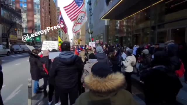 Protesters in New York City have surrounded the Canadian Embassy