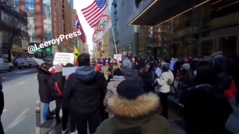 Protesters in New York City have surrounded the Canadian Embassy