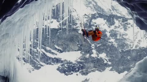 "Crossing the Big Ice Cave" # Extreme Sports # Skiing # Professional Actions Do Not Imitate