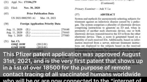 Pfizer took out a patent in 2021 for the purpose of remote contact tracing