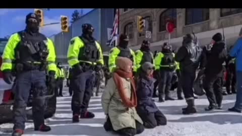 Peaceful protesters beat by Trudeau police force