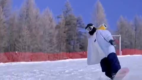 handsome skiing action