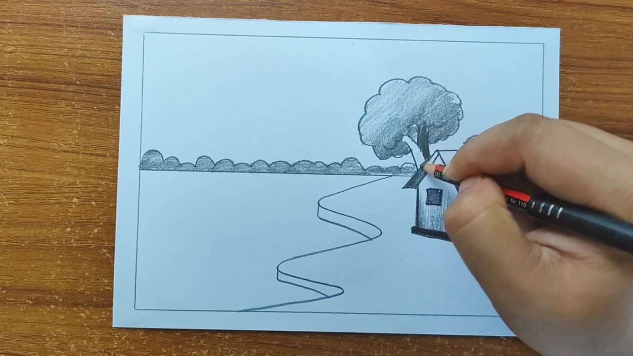 Easy-Drawing village home and best art-Omgnotebook