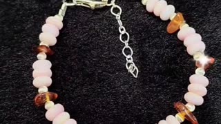 GN-20241021-04 Hot Selling Natural pink opal Bracelet 8-12mm Amber Conformal S925 Silver Bracelet