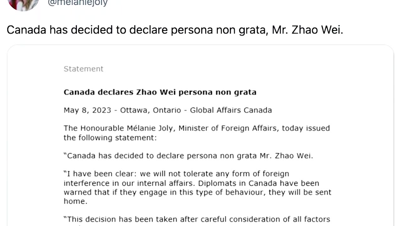 Canada expels Chinese diplomat for targeting MP