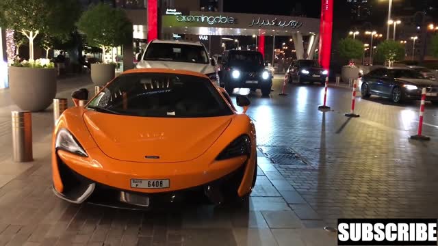 yellow luxury supercar at dubai.
