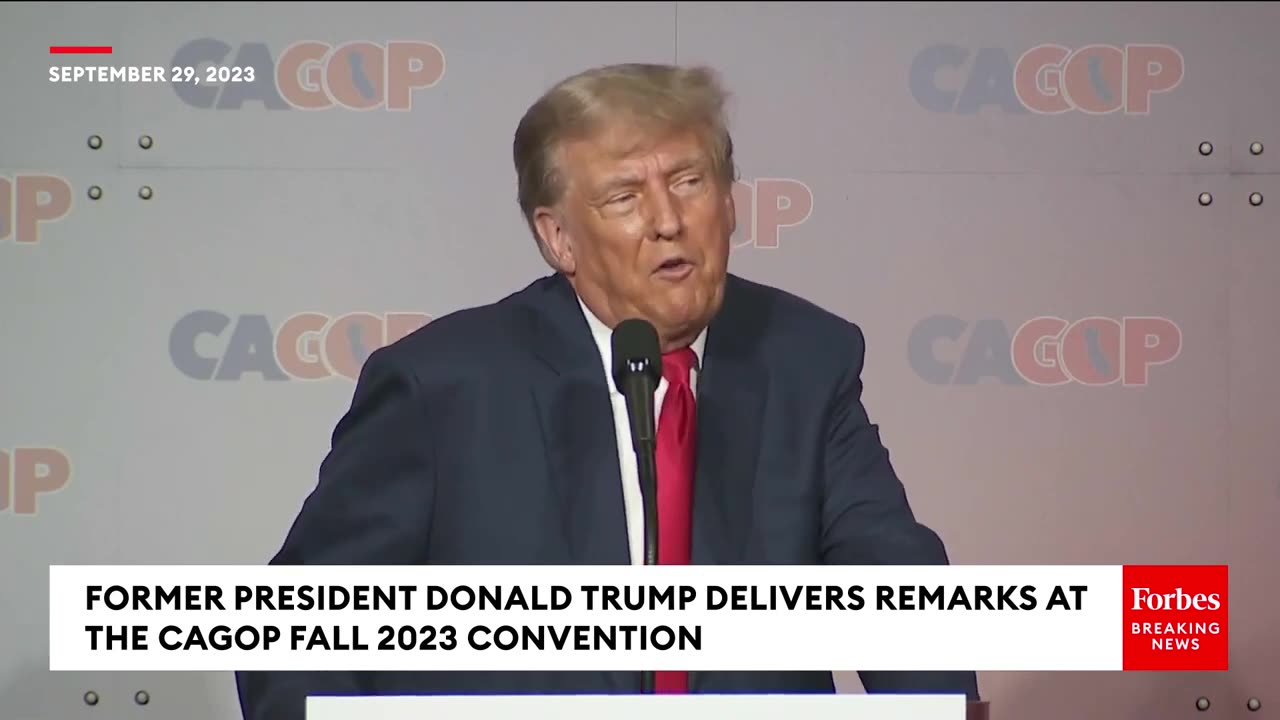 Trump Does Impression Of Biden Having Trouble Walking Off Stage During California Speech