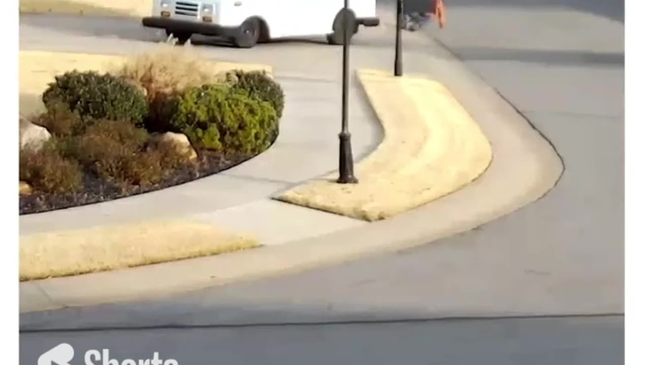 This mailman loses complete control of his vehicle