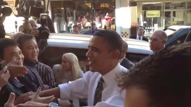 Obama" Walking" on Local Streets Without Security