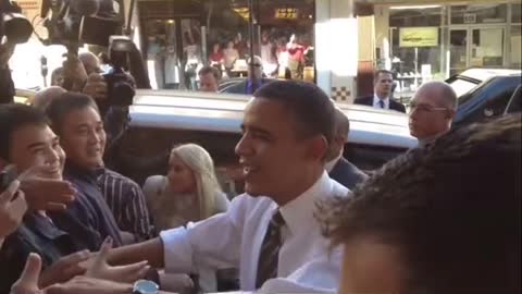 Obama" Walking" on Local Streets Without Security