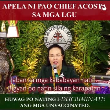 APEALS OF PAO CHIEF ACOSTA TO ALL L. G. U. IN THE PHILIPPINES.