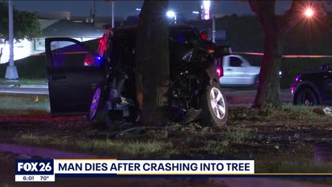 Man dies after crashing into tree