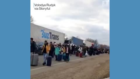 Refugees gather to flee from Ukraine to Romania amid Russian invasion