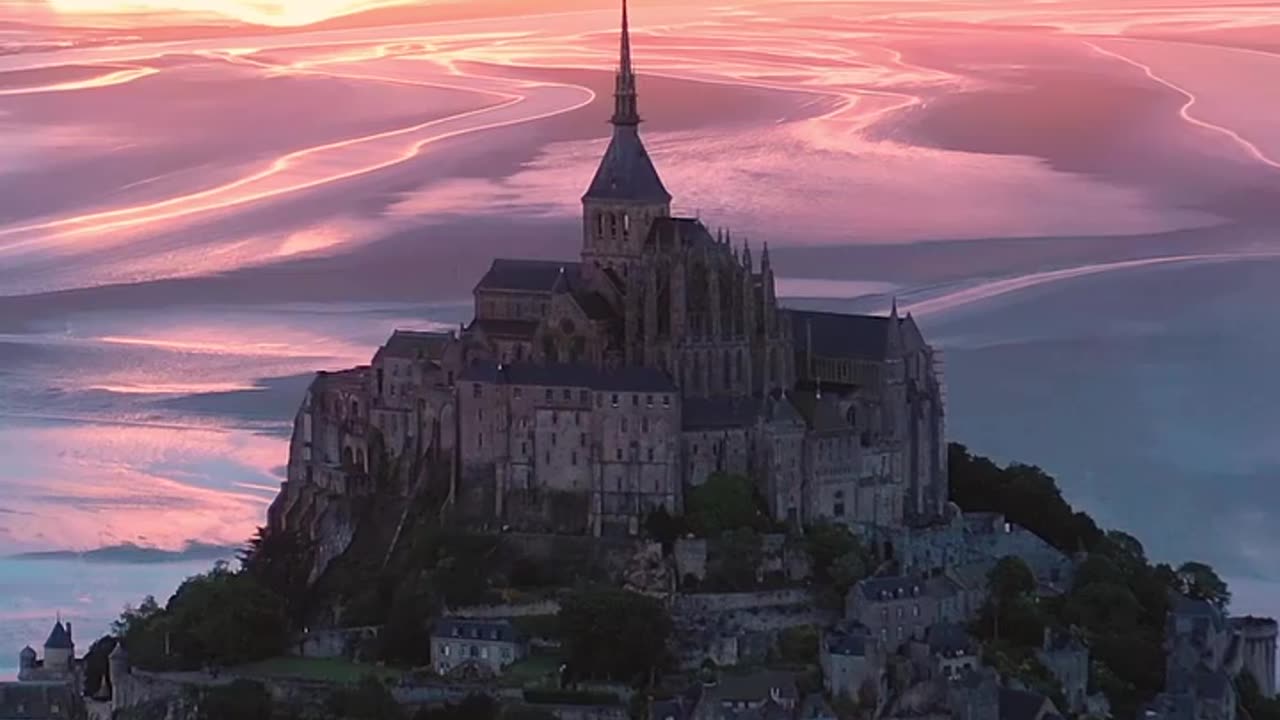 Mont Saint-Michel is a small rocky island turned into an island fortress on the