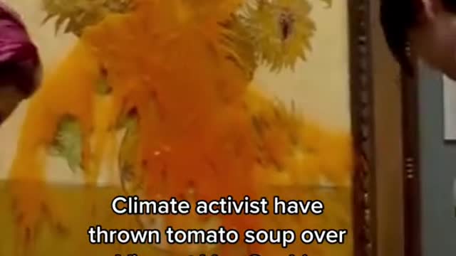 Climate activist have thrown tomato soup overVincent Van Gogh'siconic "Sunflower" painting.